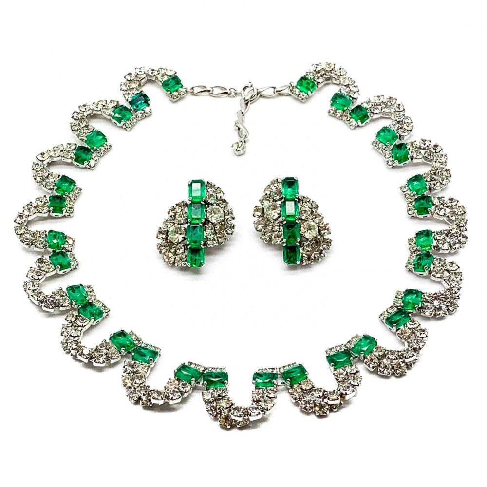Vintage Dior Emerald Necklace and Earrings