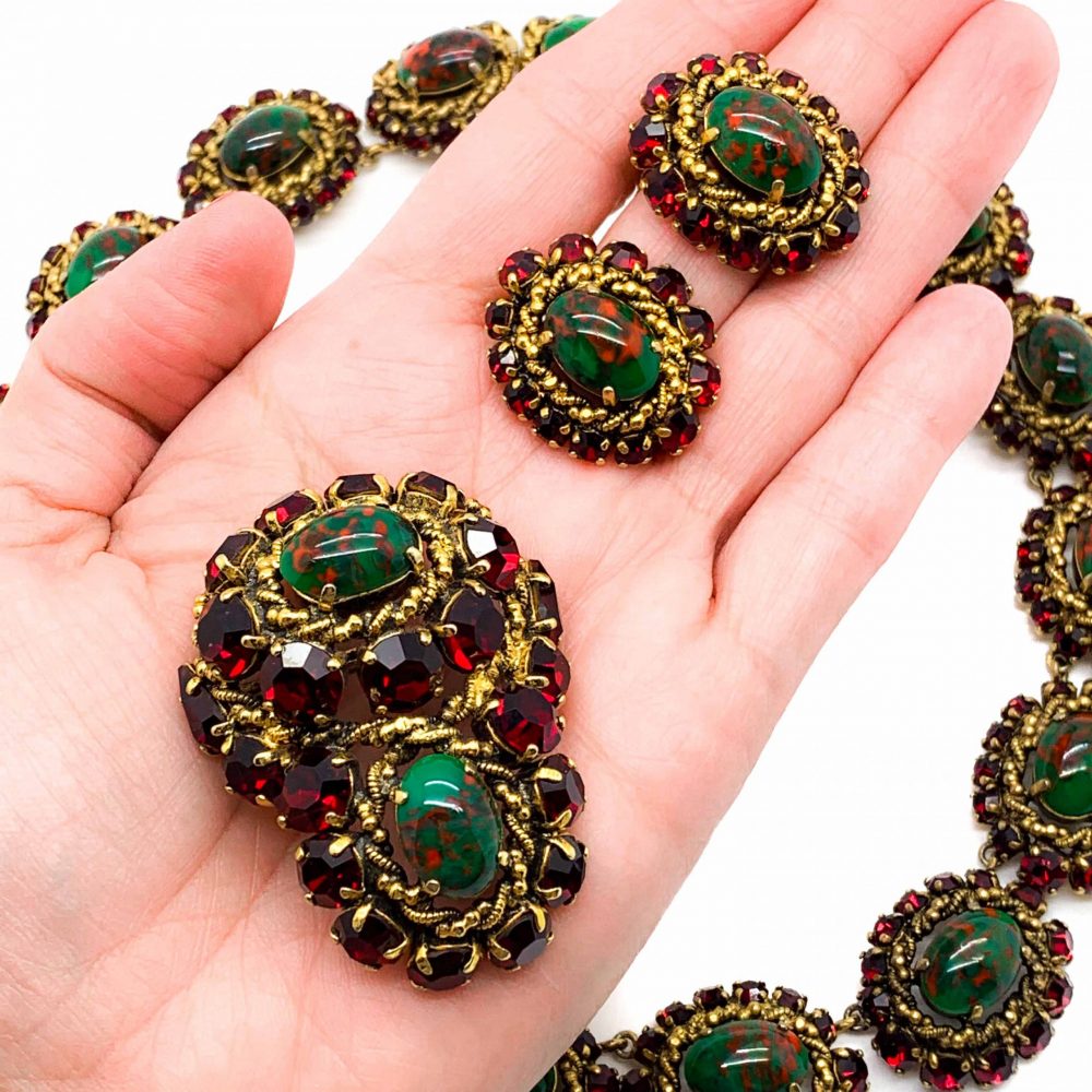 Vintage Dior Parure Necklace Earrings Brooch Suite 1964
