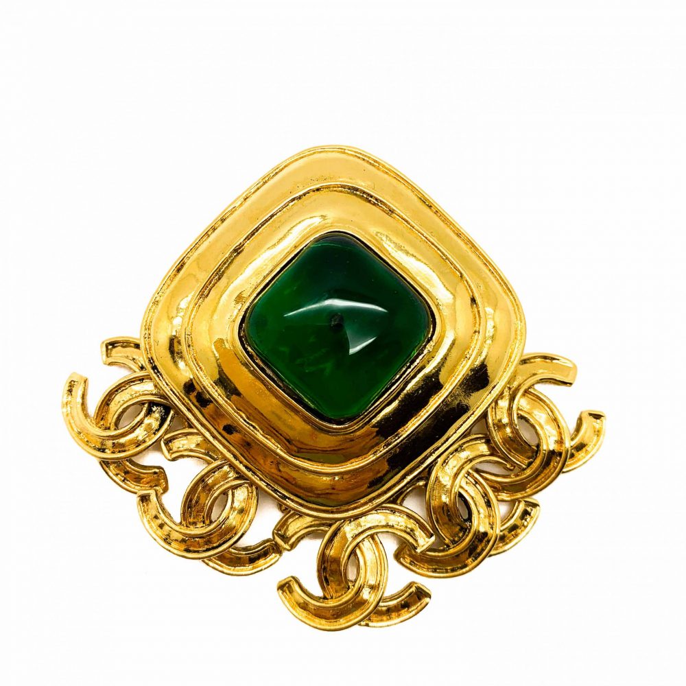 Vintage Chanel Gripoix CC Brooch