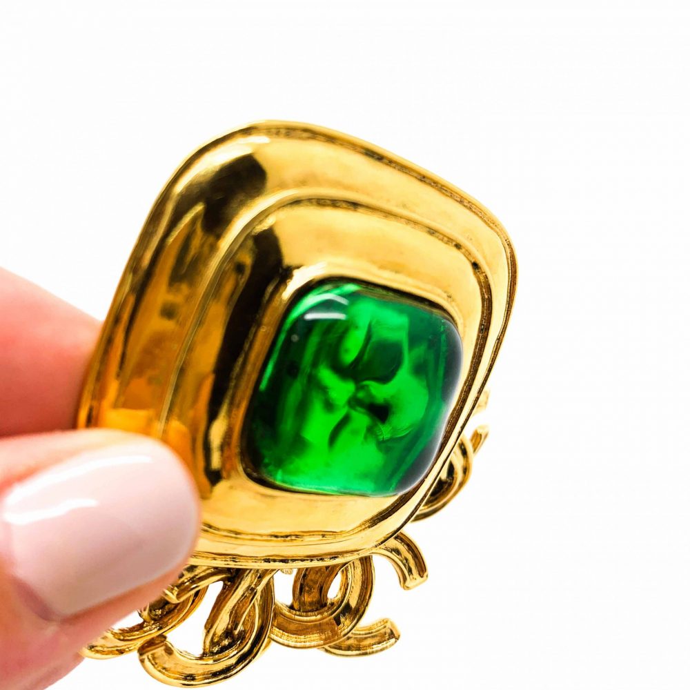 Vintage Chanel Gripoix CC Brooch