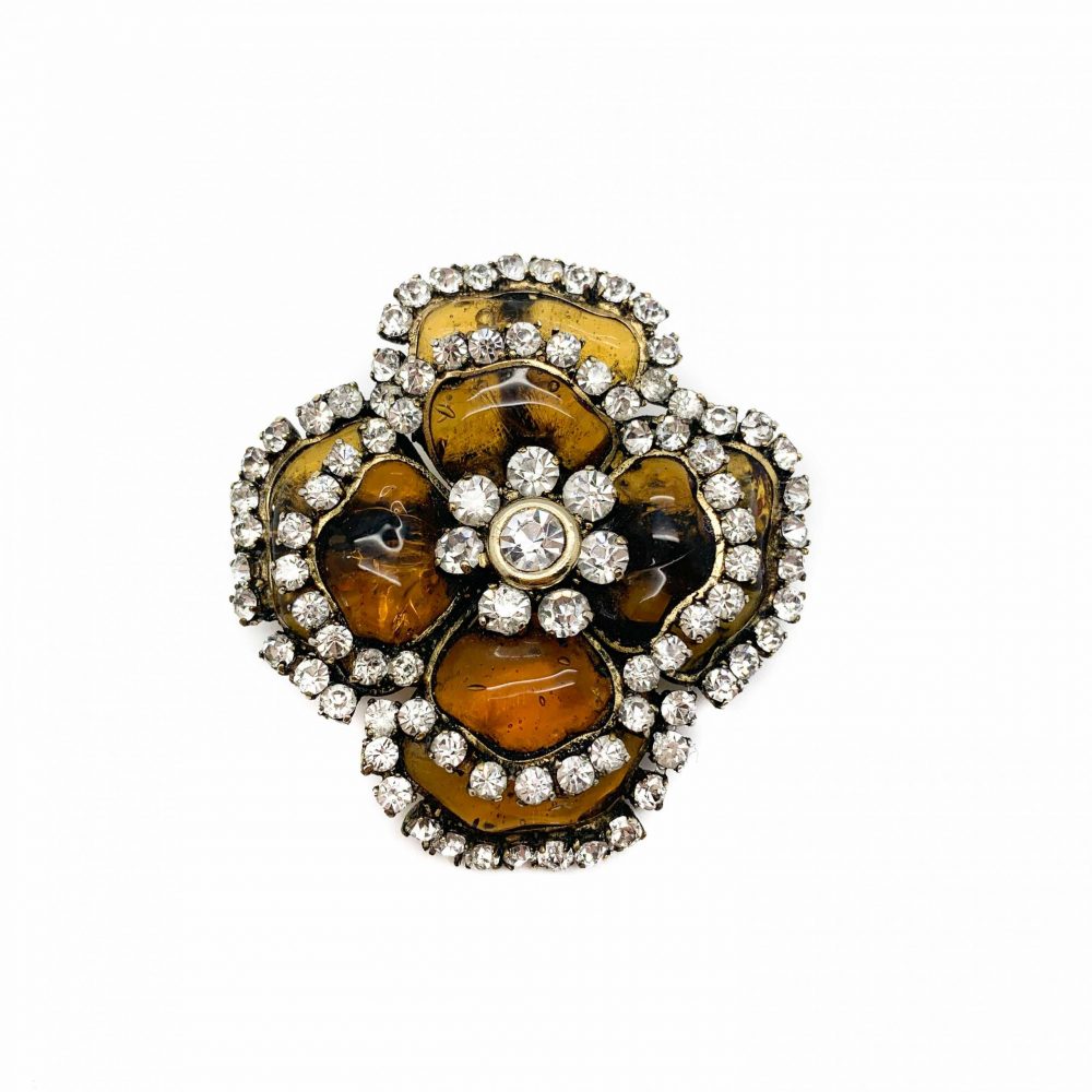 Vintage Chanel Gripoix Flower Brooch
