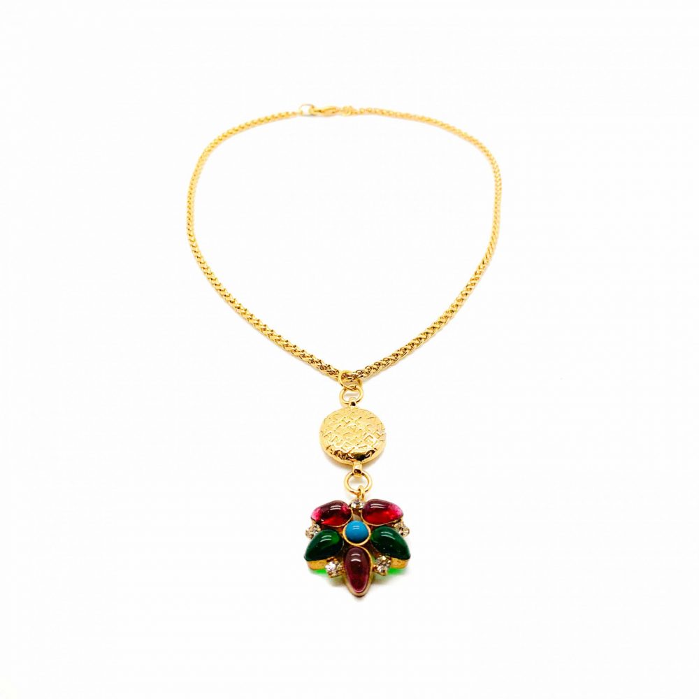 Vintage Chanel Gripoix Flower Pendant