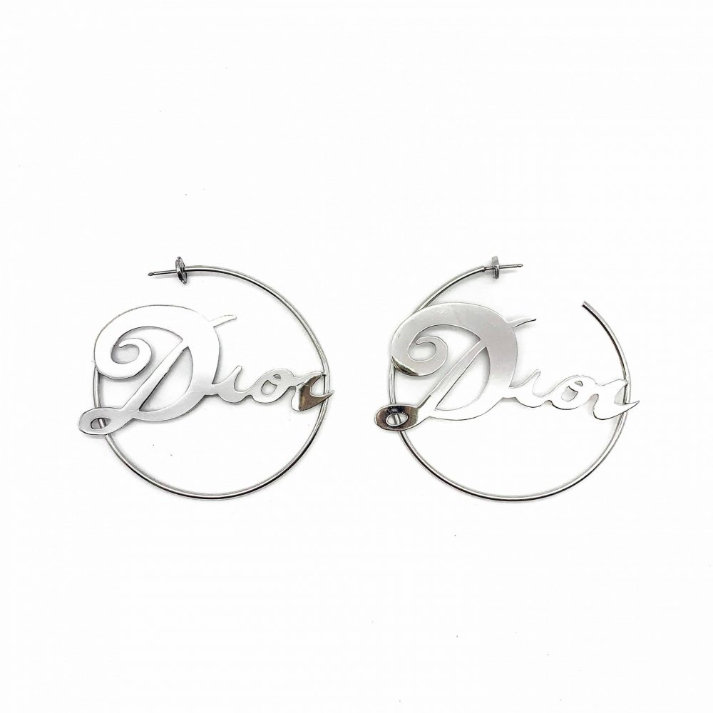 Vintage Dior Logo Hoop Earrings