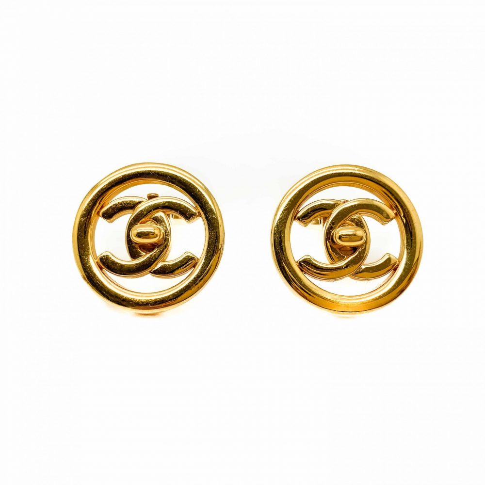 Vintage Chanel Gold Turnlock Earrings