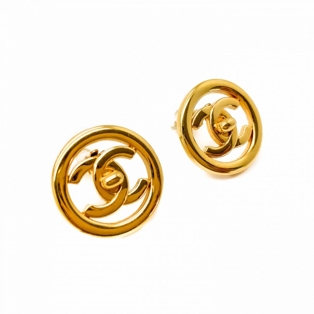 Vintage Chanel Gold Turnlock Earrings
