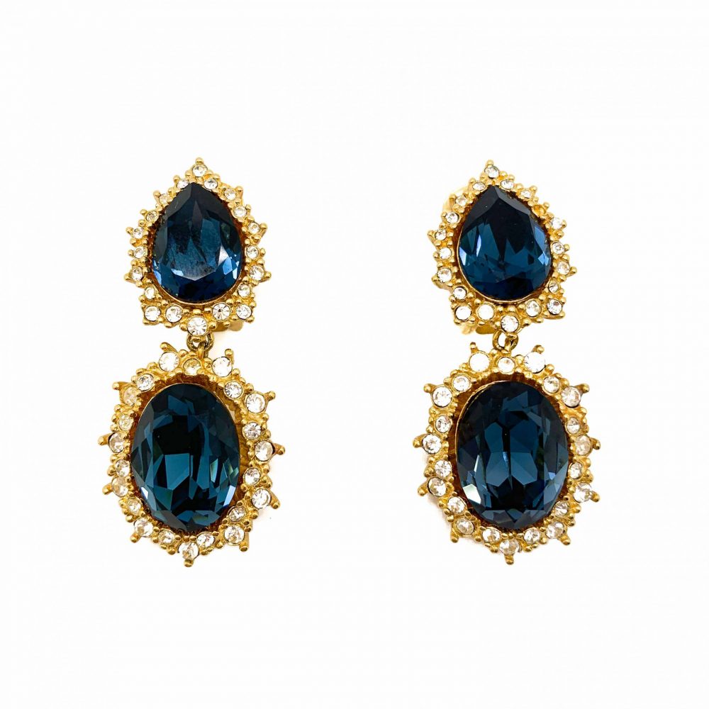 Vintage Dior Midnight Blue Cocktail Earrings