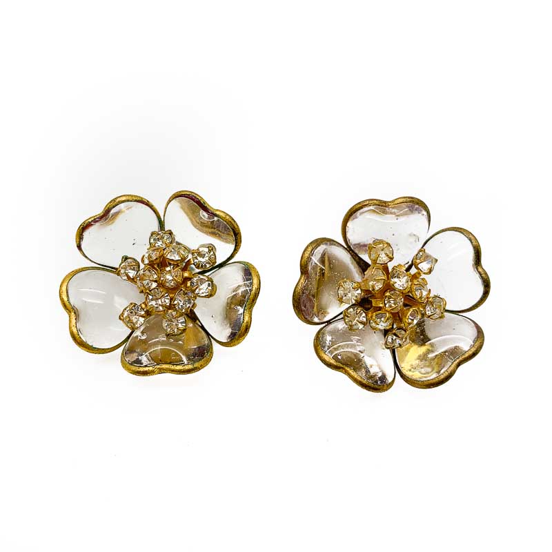 Vintage Gripoix Flower Earrings