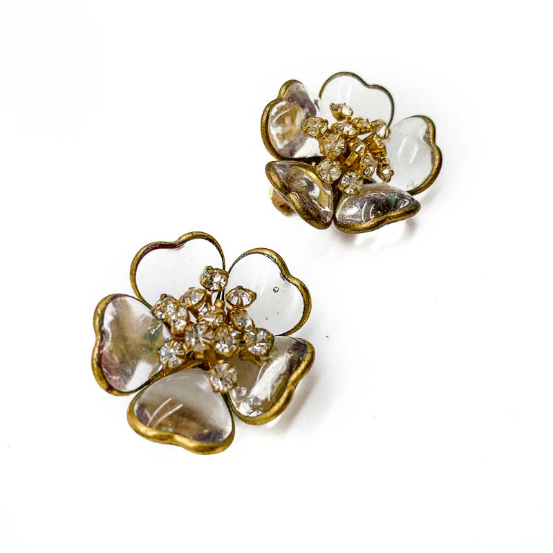 Vintage Gripoix Flower Earrings