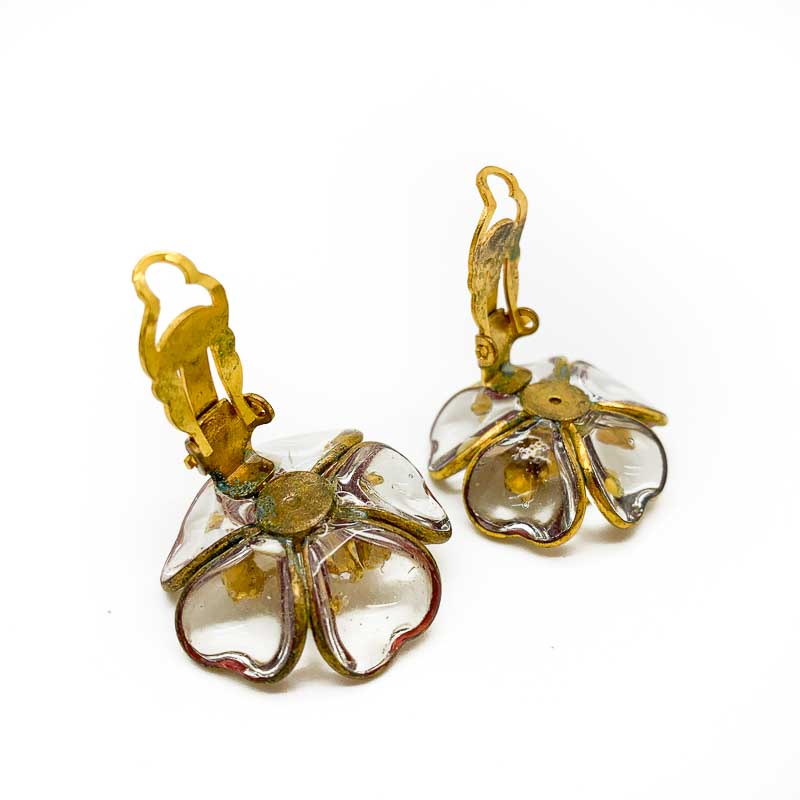 Vintage Gripoix Flower Earrings