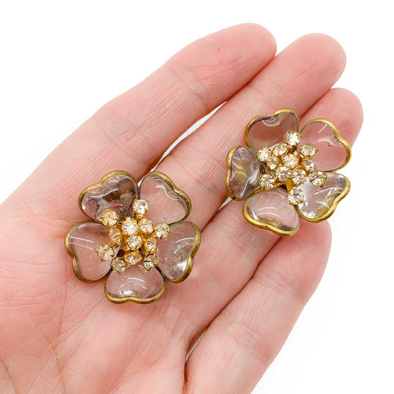 Vintage Gripoix Flower Earrings