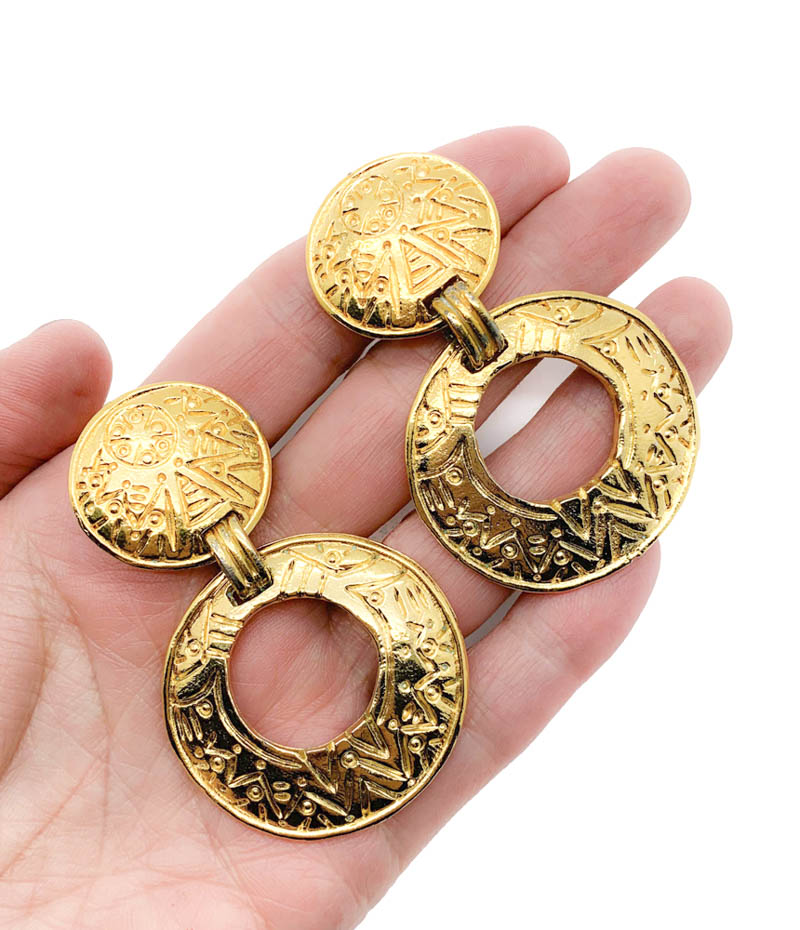 Vintage Jacky De G Paris Gold Hoop Earrings