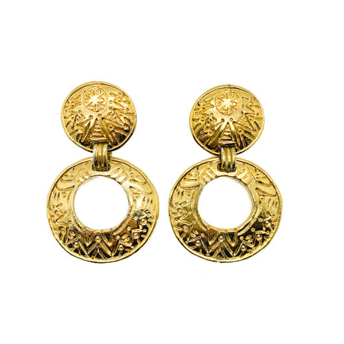 Vintage Jacky De G Paris Gold Hoop Earrings