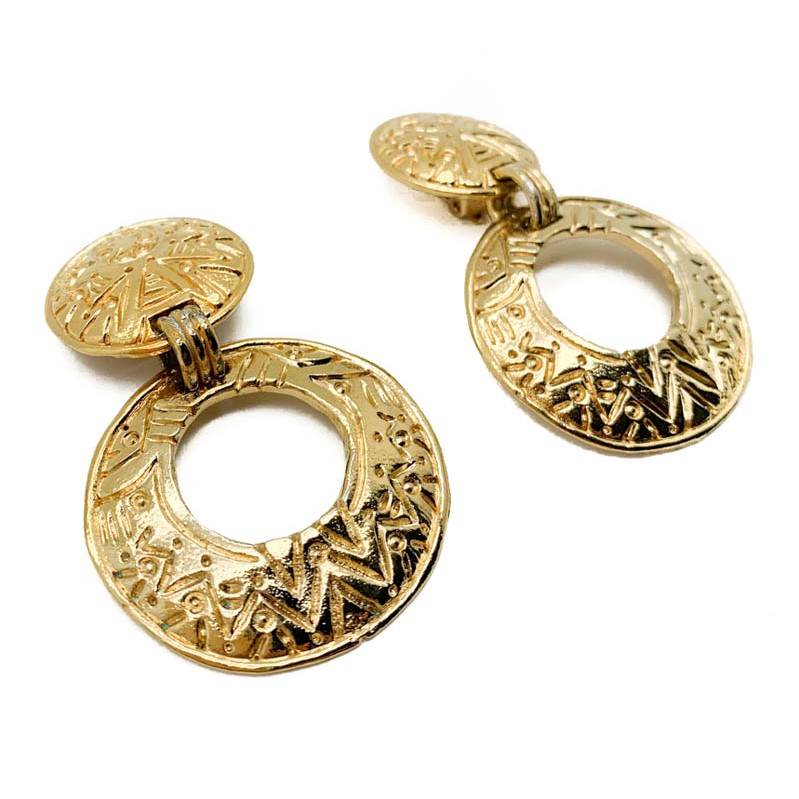 Vintage Jacky De G Paris Gold Hoop Earrings