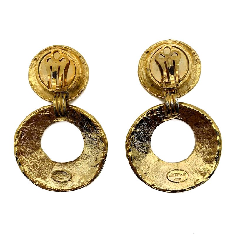 Vintage Jacky De G Paris Gold Hoop Earrings