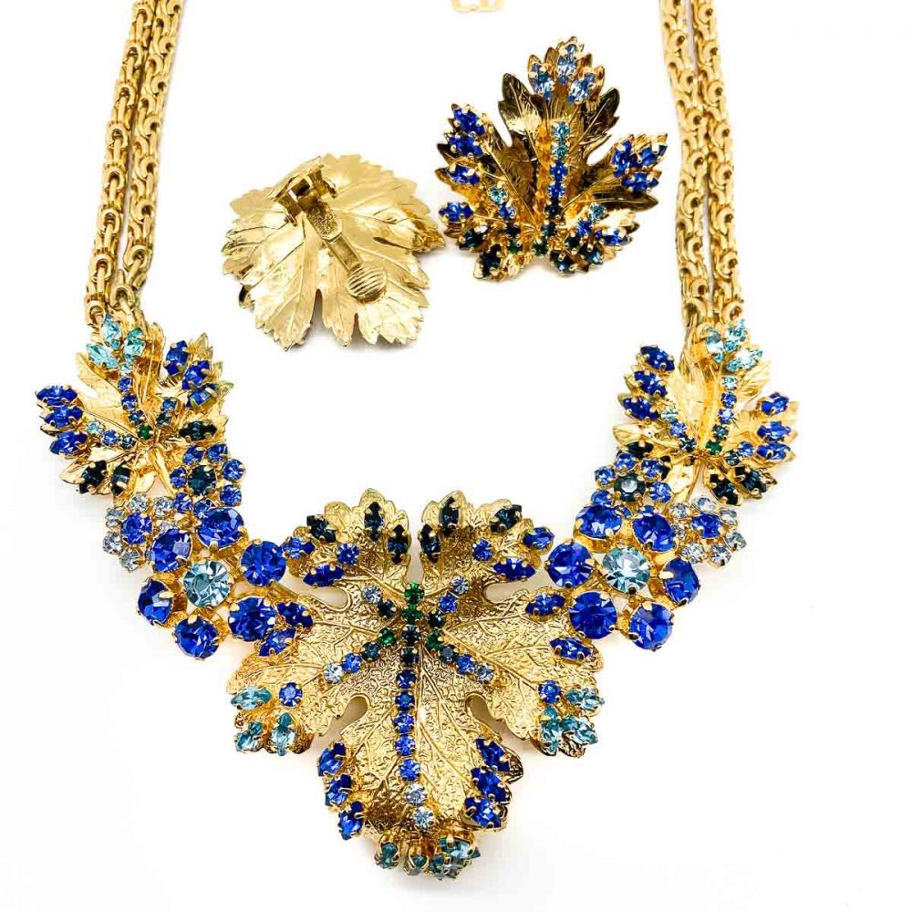 Vintage Christian Dior Leaf Necklace & Earrings