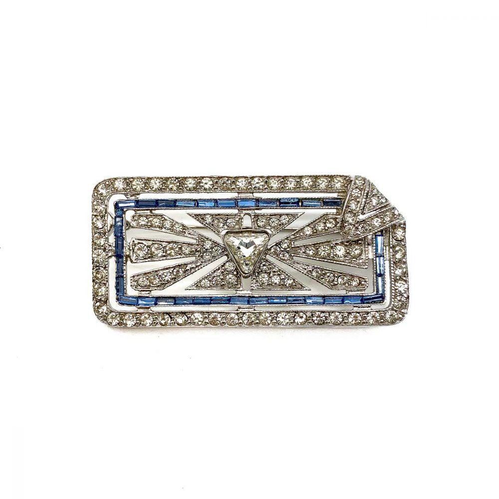 Vintage Silver Art Deco Paste Brooch