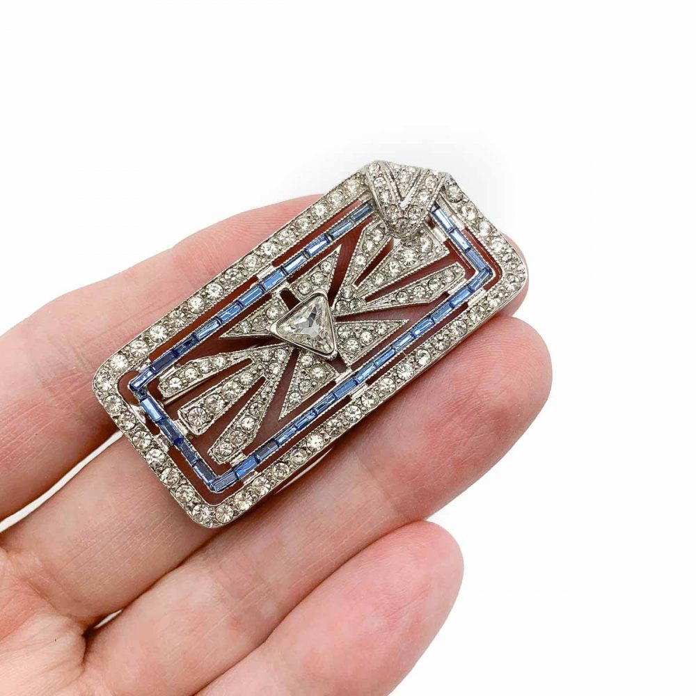 Vintage Silver Art Deco Paste Brooch