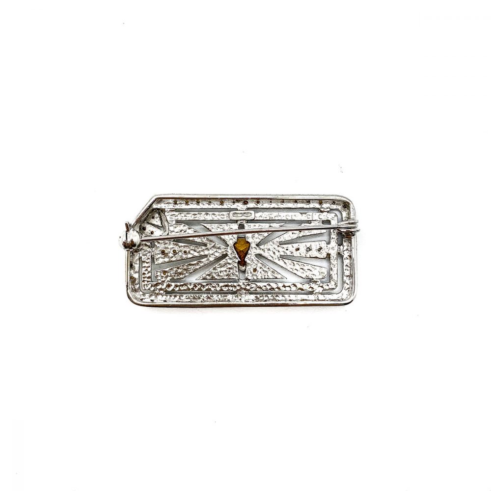 Vintage Silver Art Deco Paste Brooch