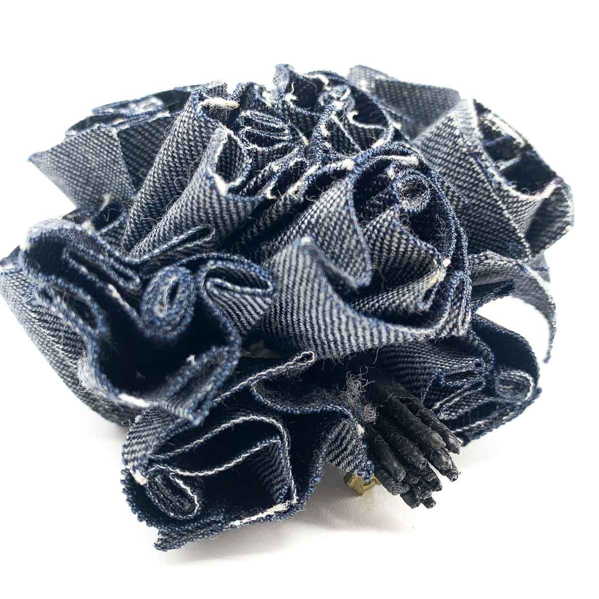 Vintage 1980s Chanel Denim Camellia Brooch Vintage 1980s Chanel Denim Camellia Brooch