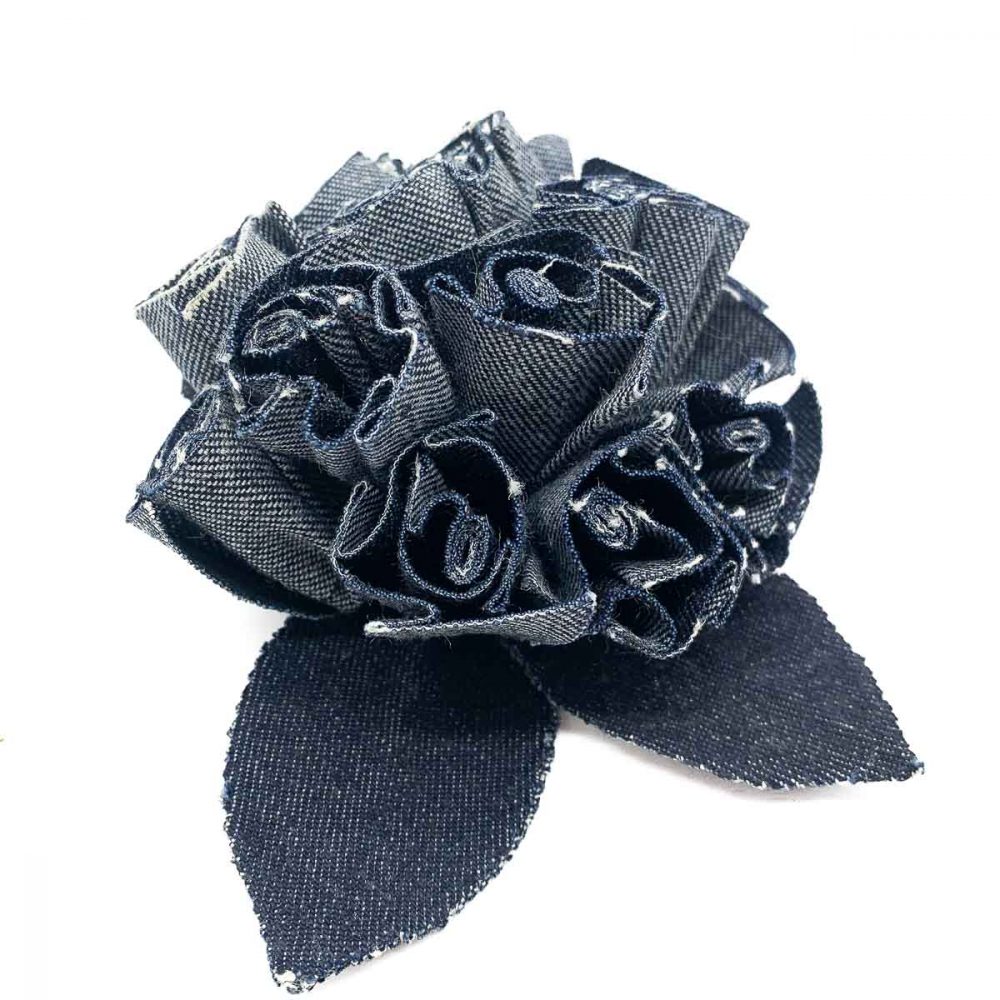Vintage 1980s Chanel Denim Camellia Brooch