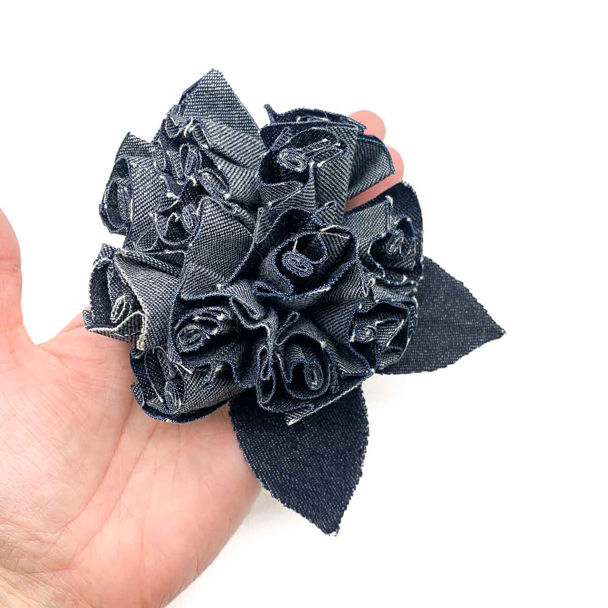 Vintage 1980s Chanel Denim Camellia Brooch Vintage 1980s Chanel Denim Camellia Brooch