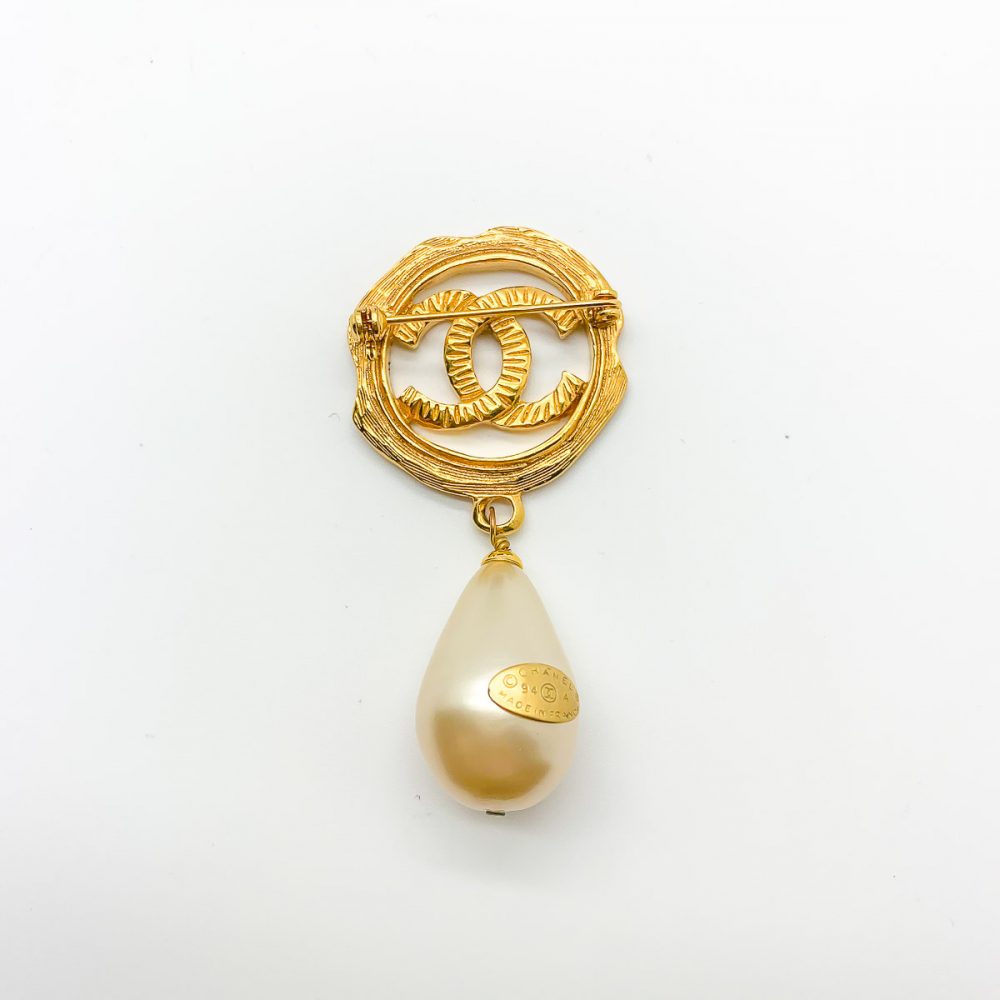 Vintage Chanel Pearl Logo Brooch