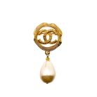 Vintage Chanel Pearl Logo Brooch