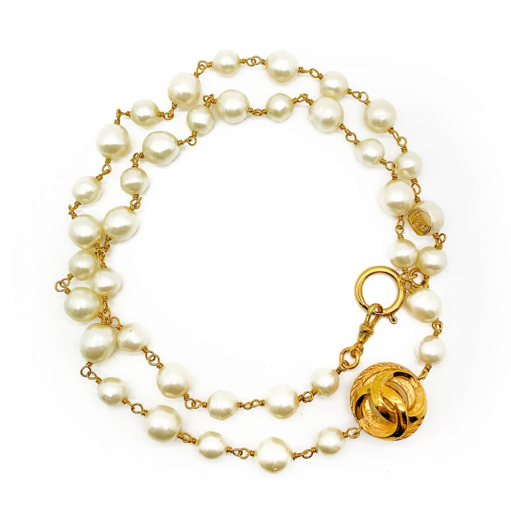 Vintage Chanel Pearl Logo Necklace