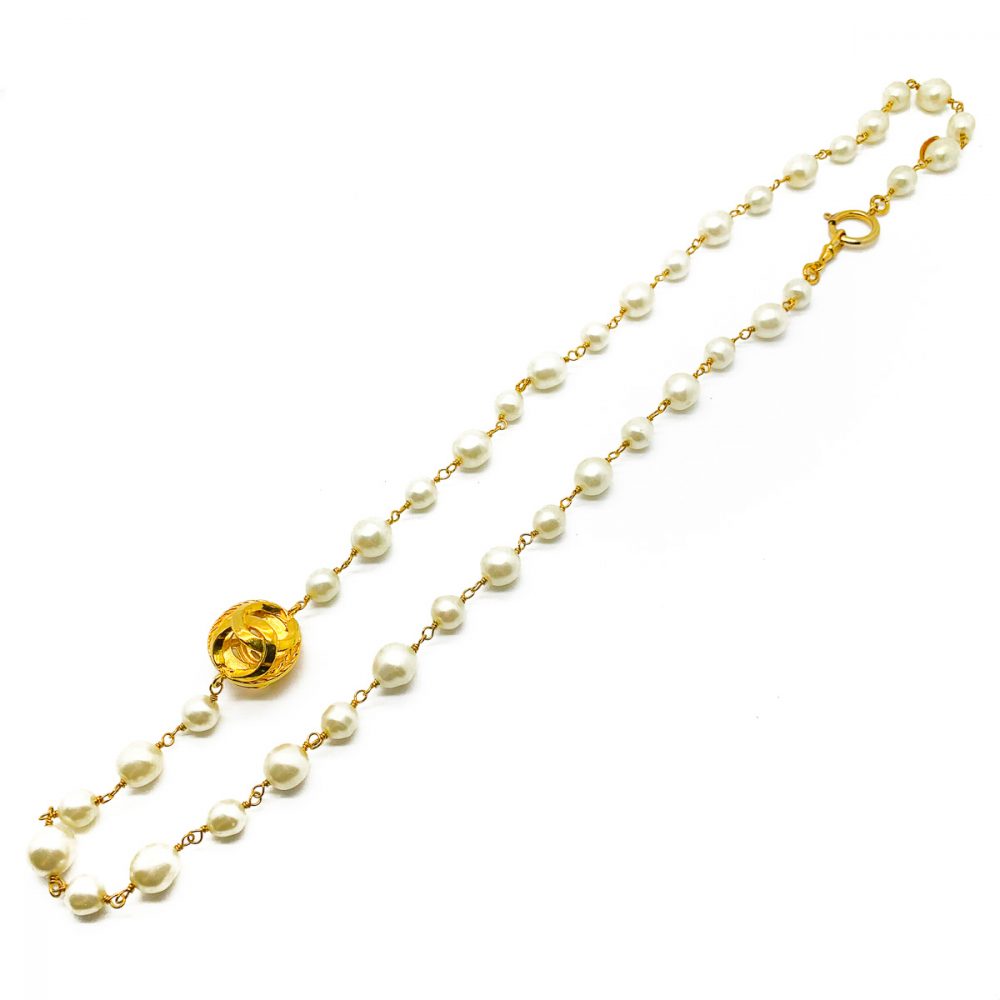 Vintage Chanel Pearl Logo Necklace
