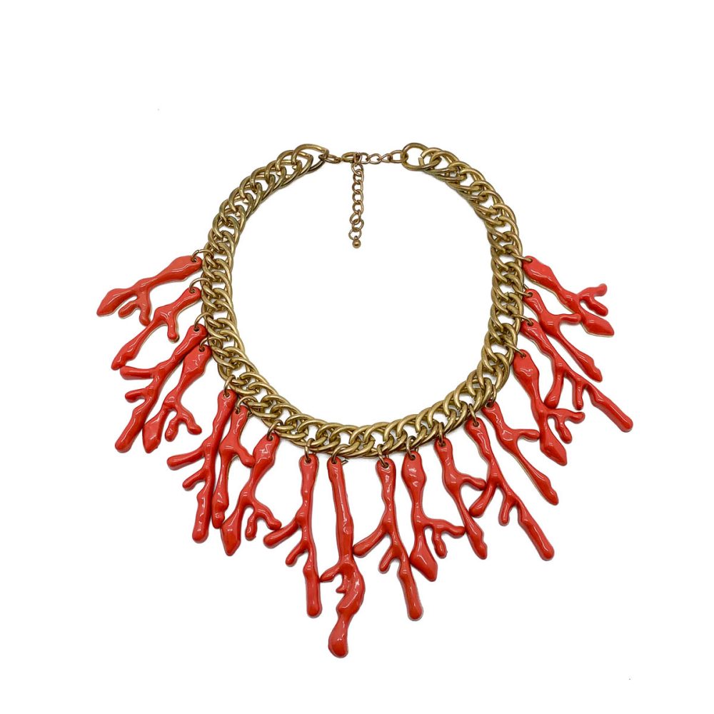 Vintage Coral Bib Necklace