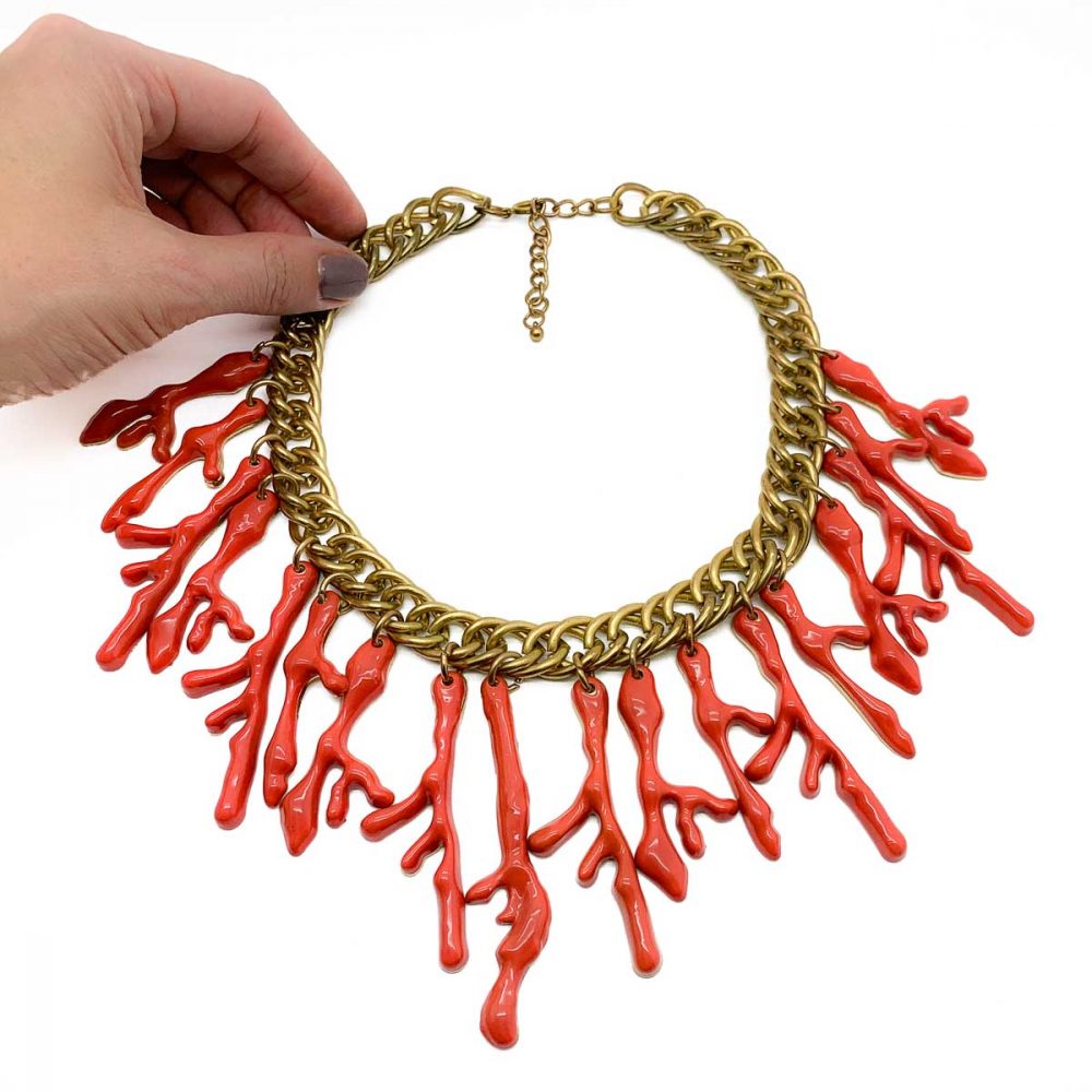 Vintage Coral Bib Necklace
