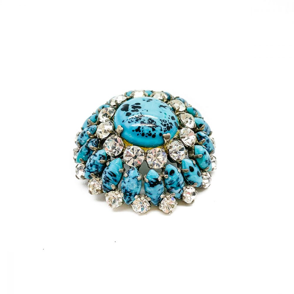 Vintage Turquoise Glass Brooch