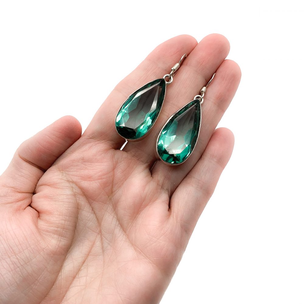 Vintage Green Teardrop Earrings