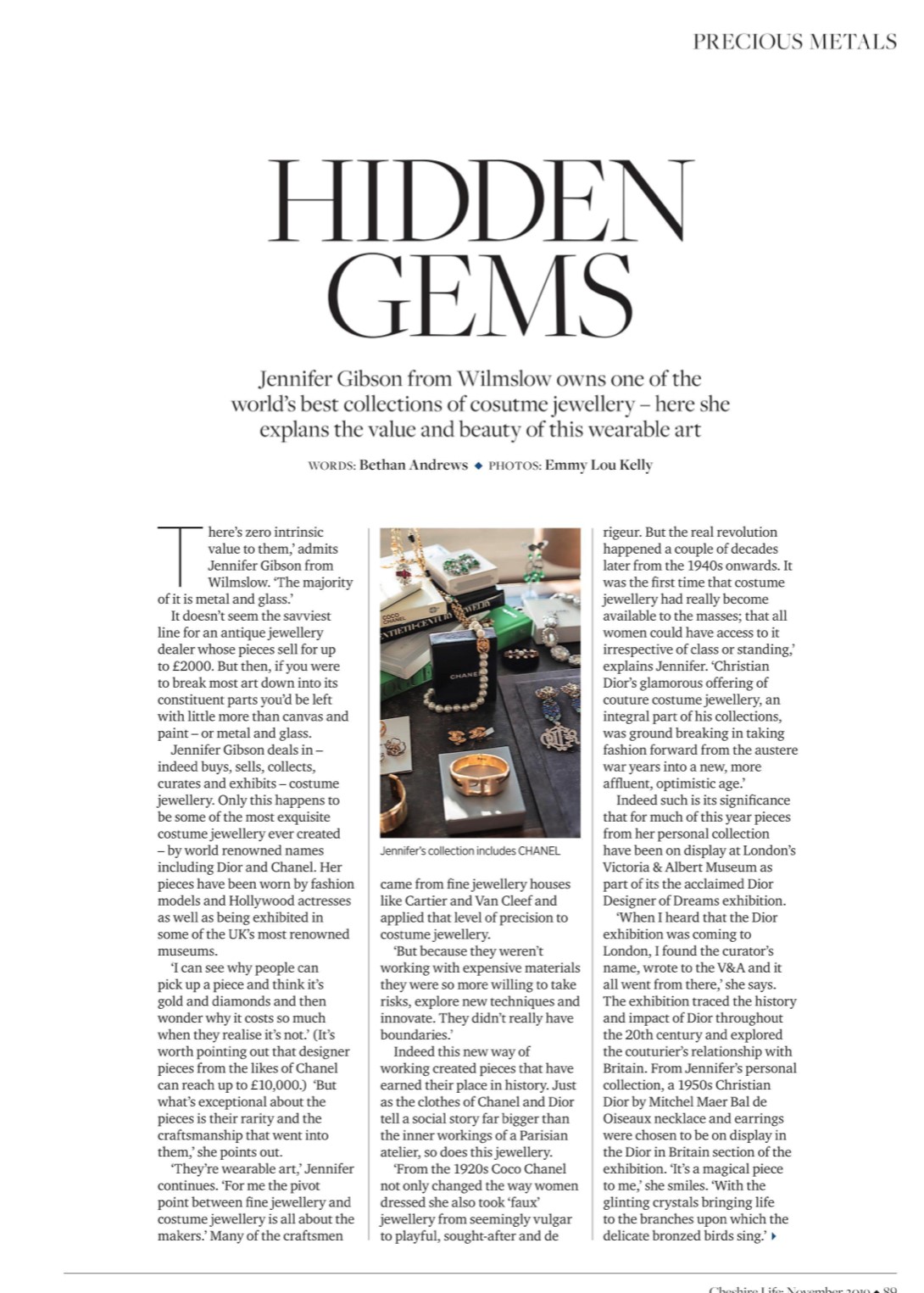 Jennifer Gibson Jewellery Cheshire Life Magazine