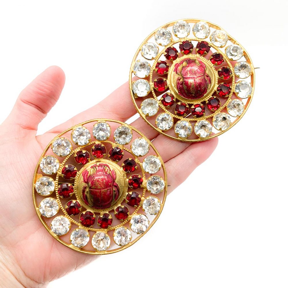 Antique French Theatre Scarab Brooches