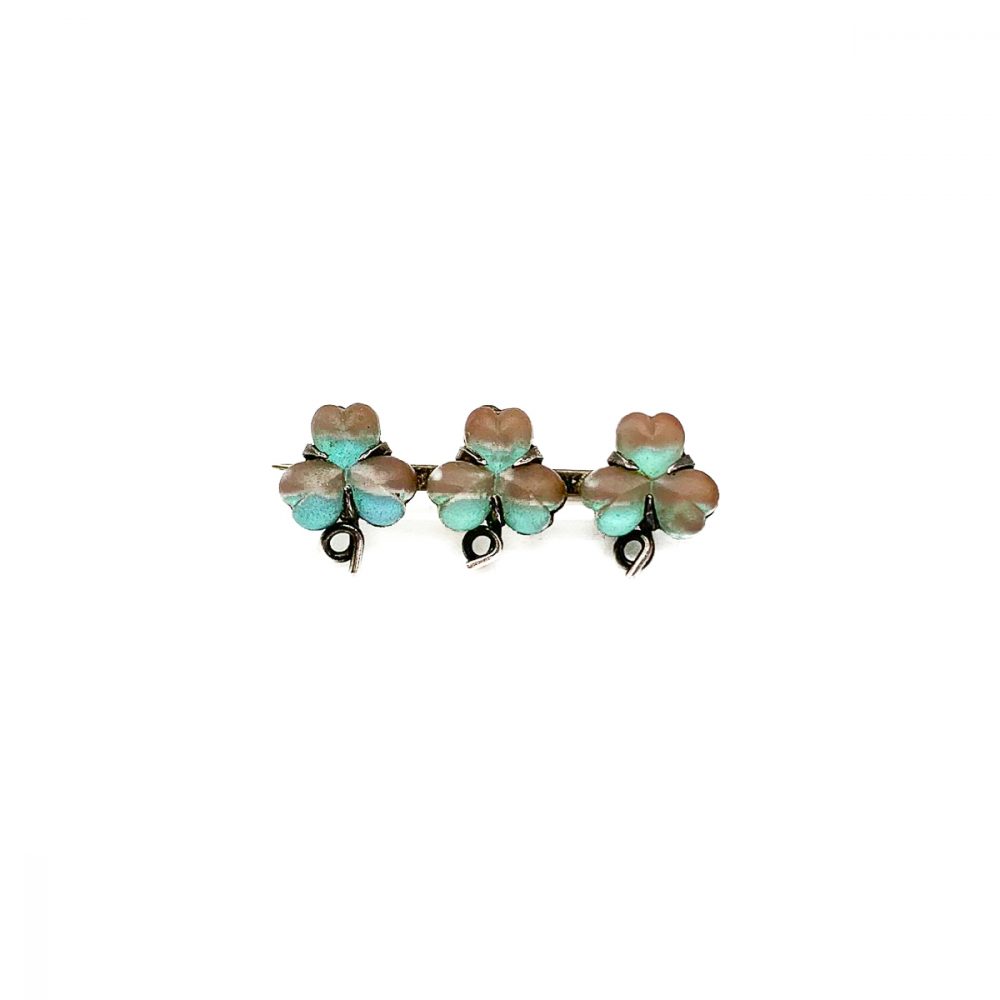 Saphiret Brooch Silver Victorian Shamrock