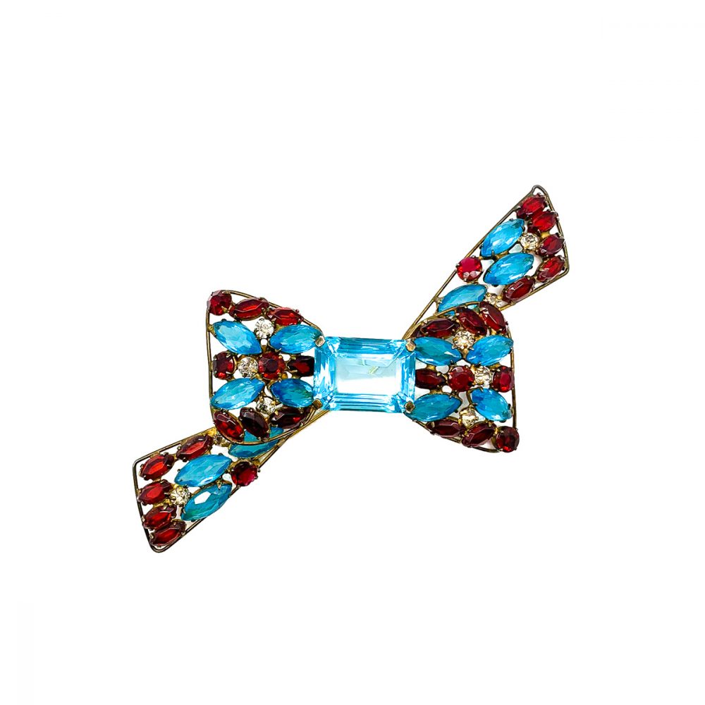 Vintage Vogue Oversize Sterling Silver Bow Brooch 1940s