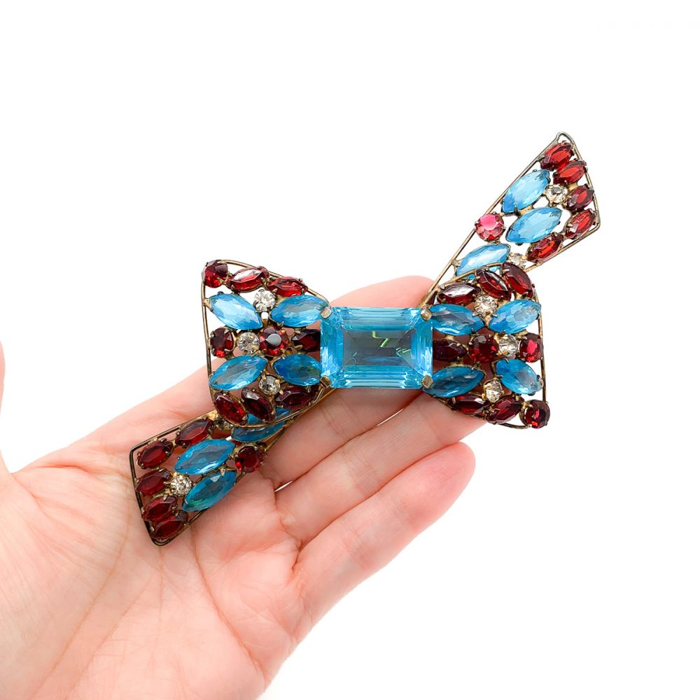 Vintage Vogue Oversize Sterling Silver Bow Brooch 1940s