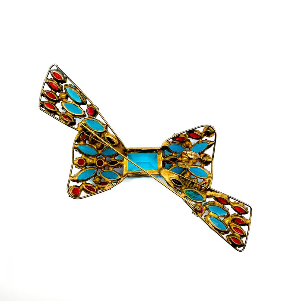 Vintage Vogue Oversize Sterling Silver Bow Brooch 1940s