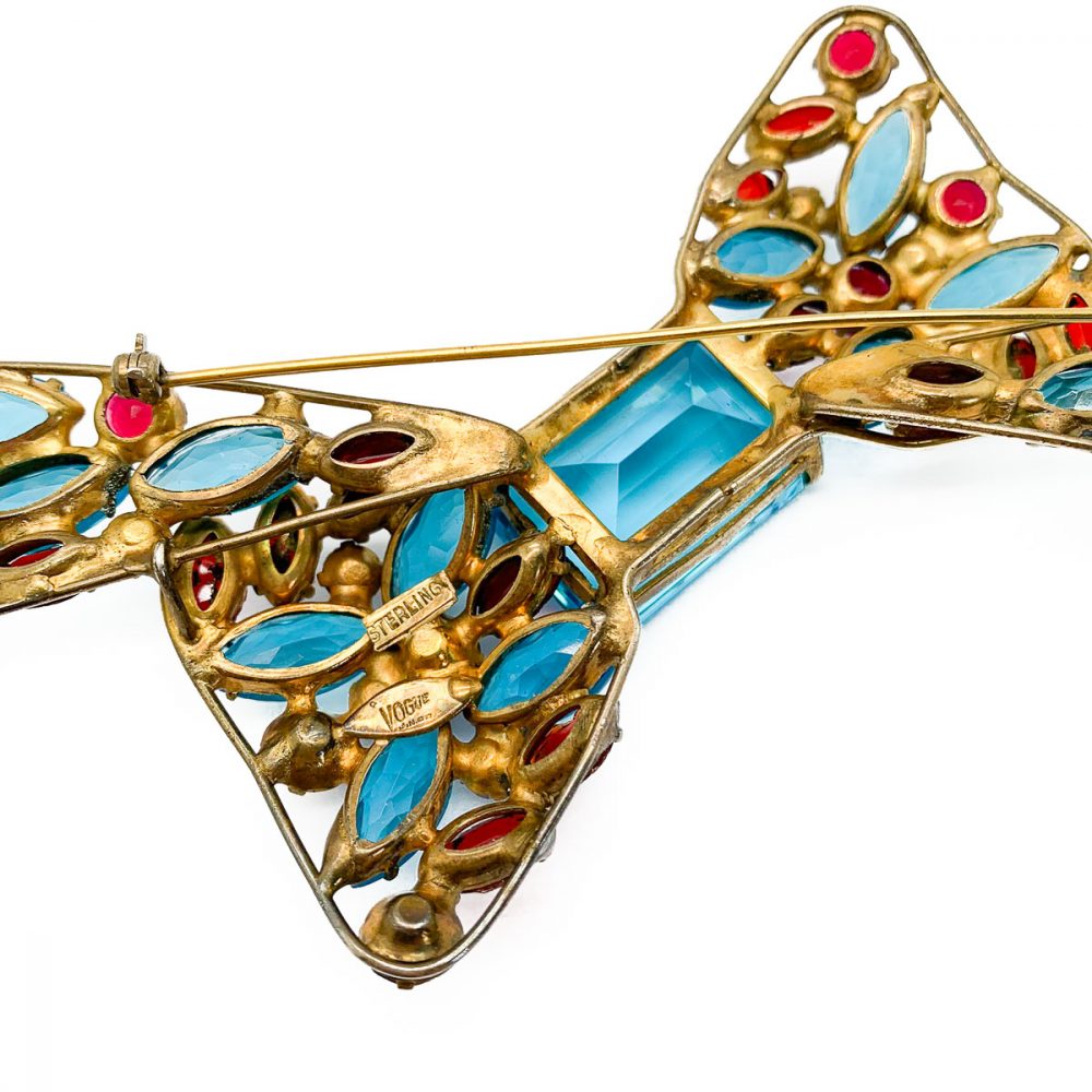 Vintage Vogue Oversize Sterling Silver Bow Brooch 1940s