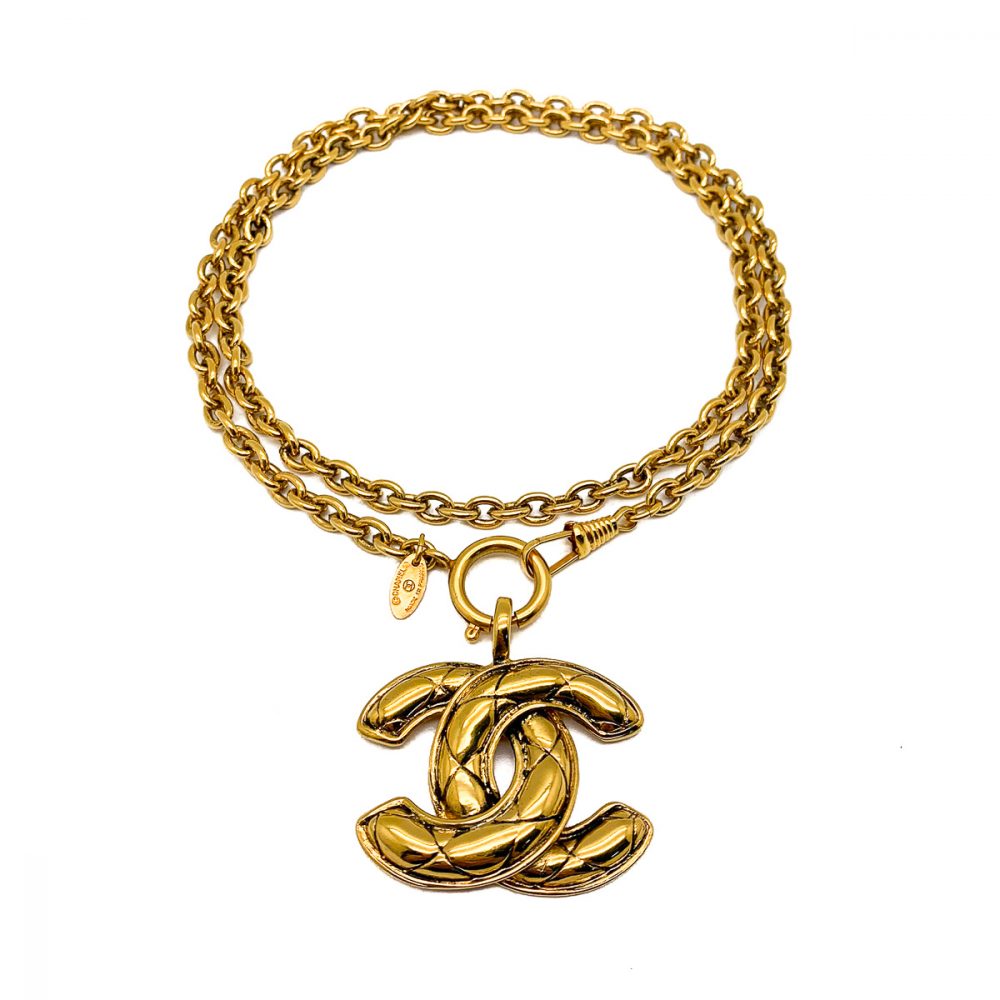 Vintage Chanel Matelassé CC Necklace