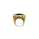 P Vintage Gold Black Crystal Ring
