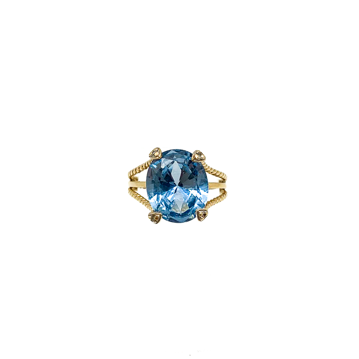 p Vintage 9ct Gold Blue Paste Ring