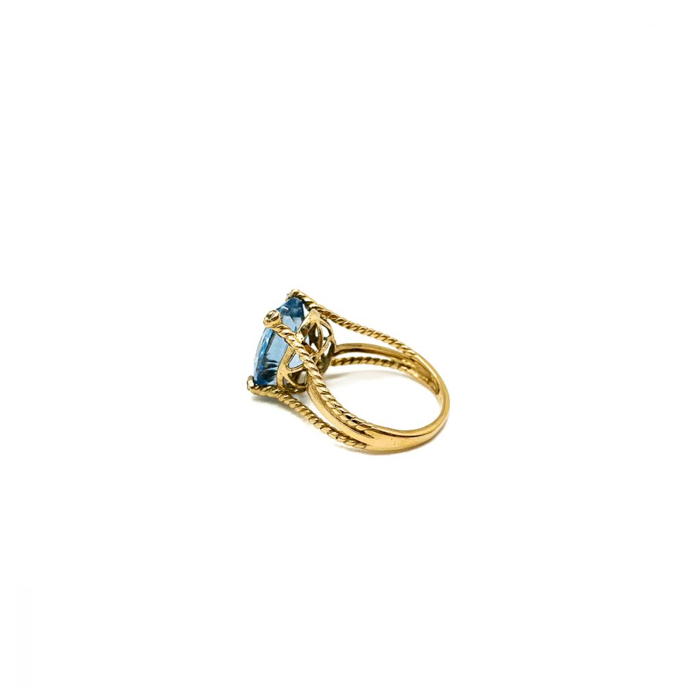 Vintage 9ct Gold Blue Paste Ring
