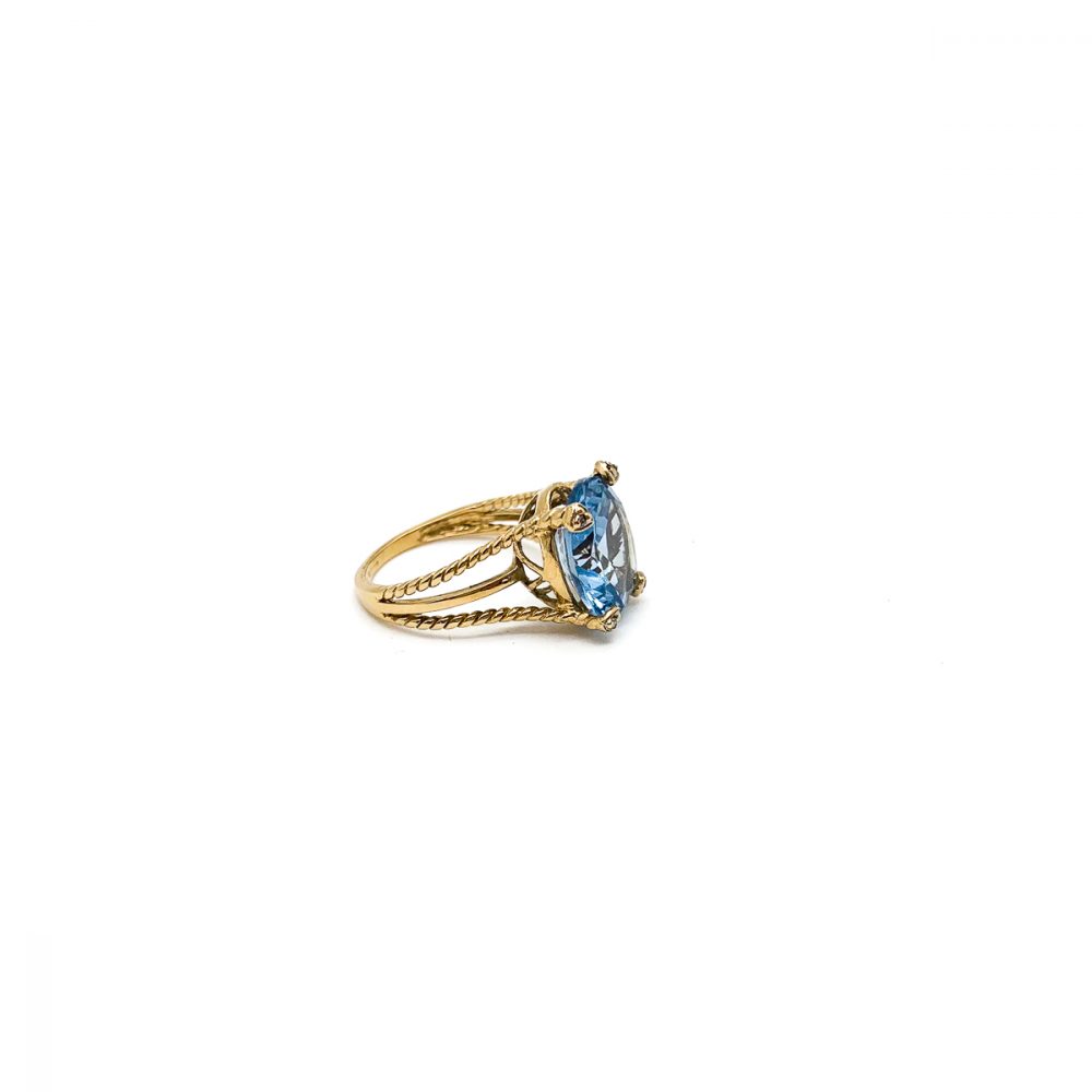 Vintage 9ct Gold Blue Paste Ring