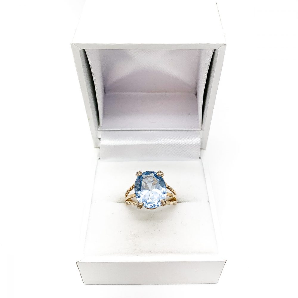 Vintage 9ct Gold Blue Paste Ring
