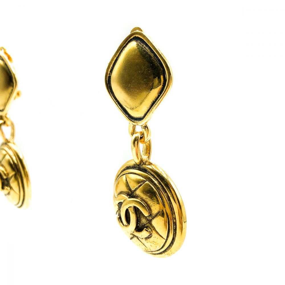 Vintage Chanel CC Logo Drop Earrings
