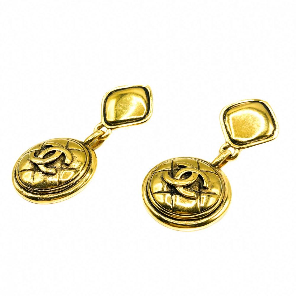 Vintage Chanel CC Logo Drop Earrings