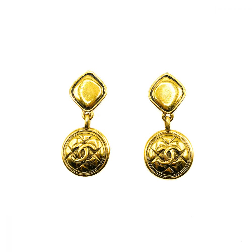 Vintage Chanel CC Logo Drop Earrings