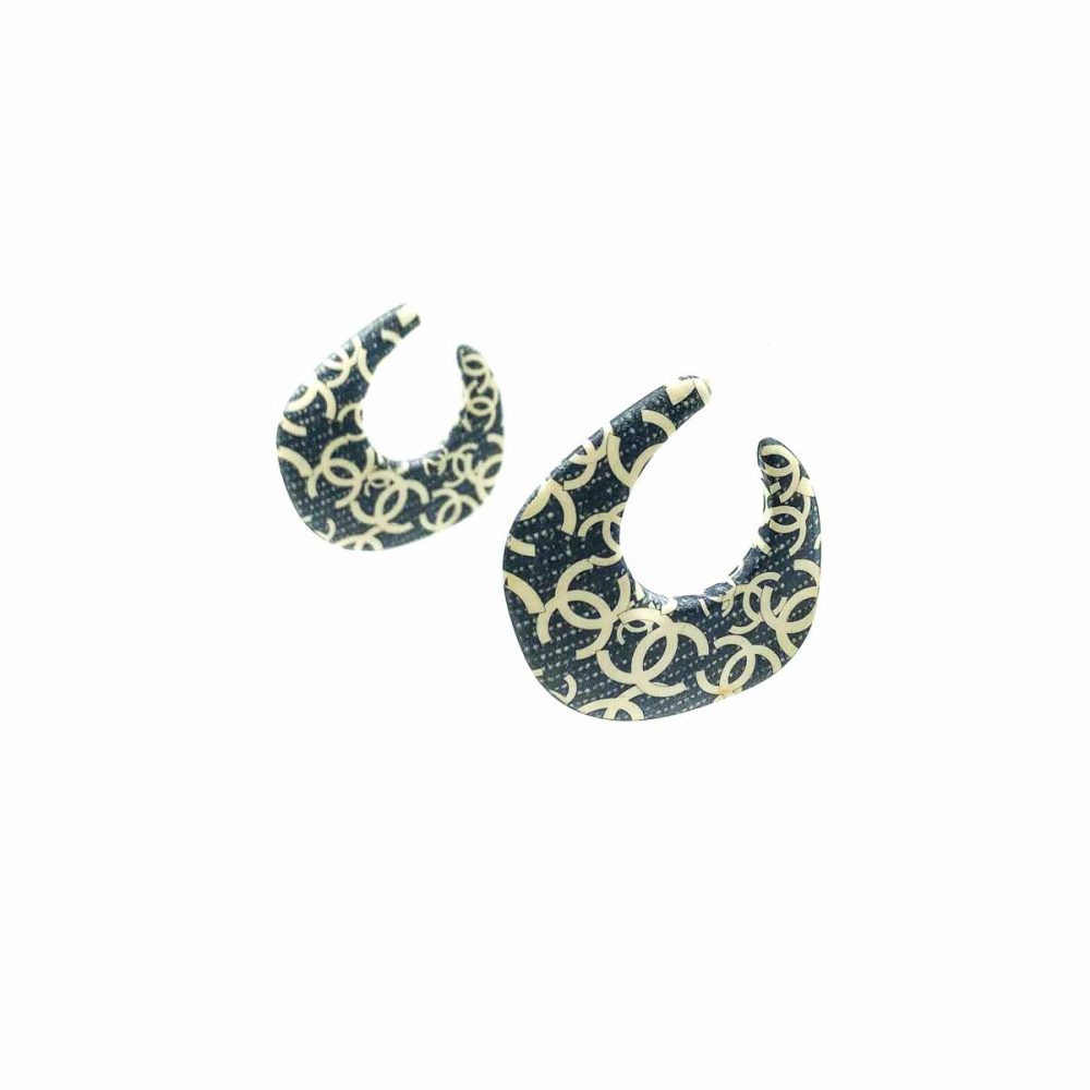 Vintage Chanel Denim Creole Earrings